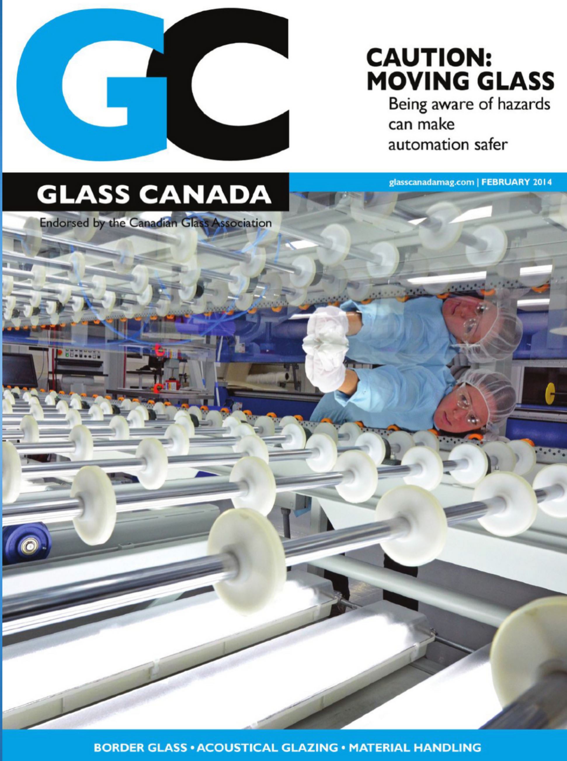 Glass Canada February 2014 featuring AGNORA's lamination line on the cover.