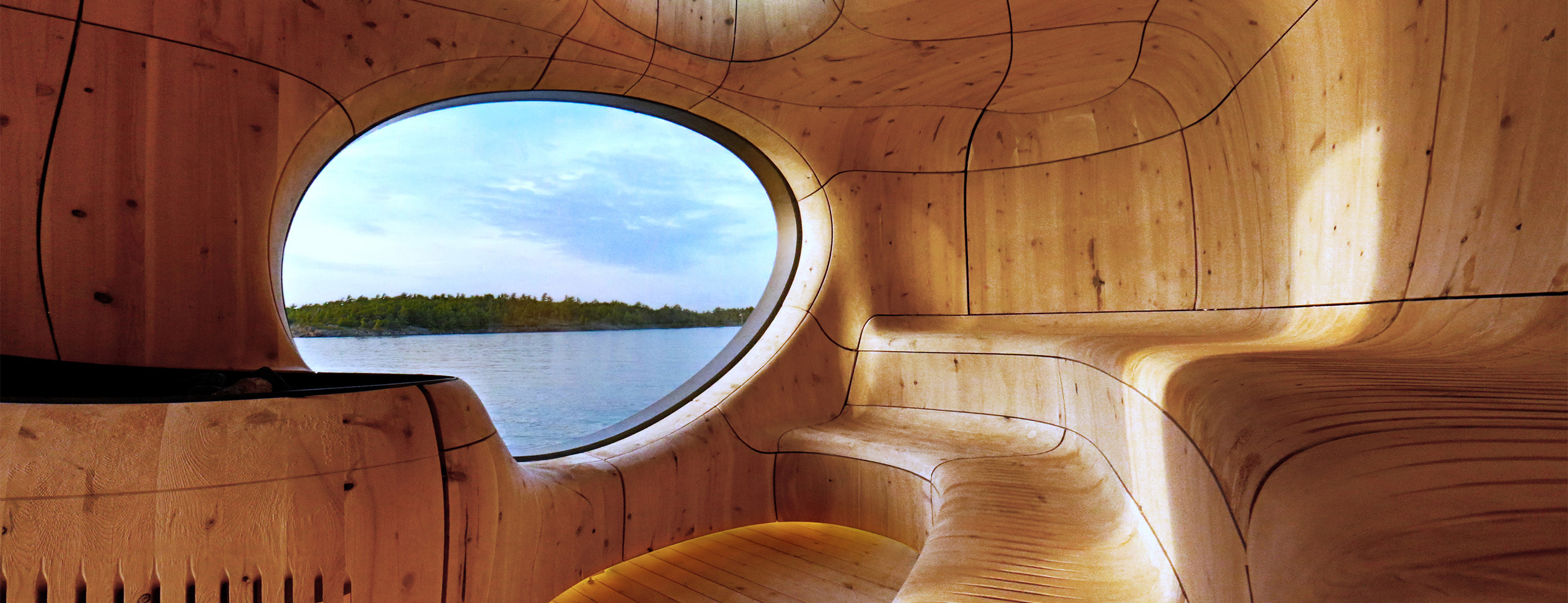 Interior shot of Georgian Bay Grotto Sauna